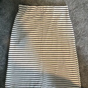 LOFT Black and White Striped Pencil Skirt